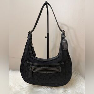 Vintage Y2K Coach Signature Jacquard Small Hobo Shoulder Bag Leather H2K-6045